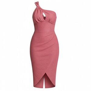 ASOS Curve Metallic Pink One Shoulder Dress Size 14